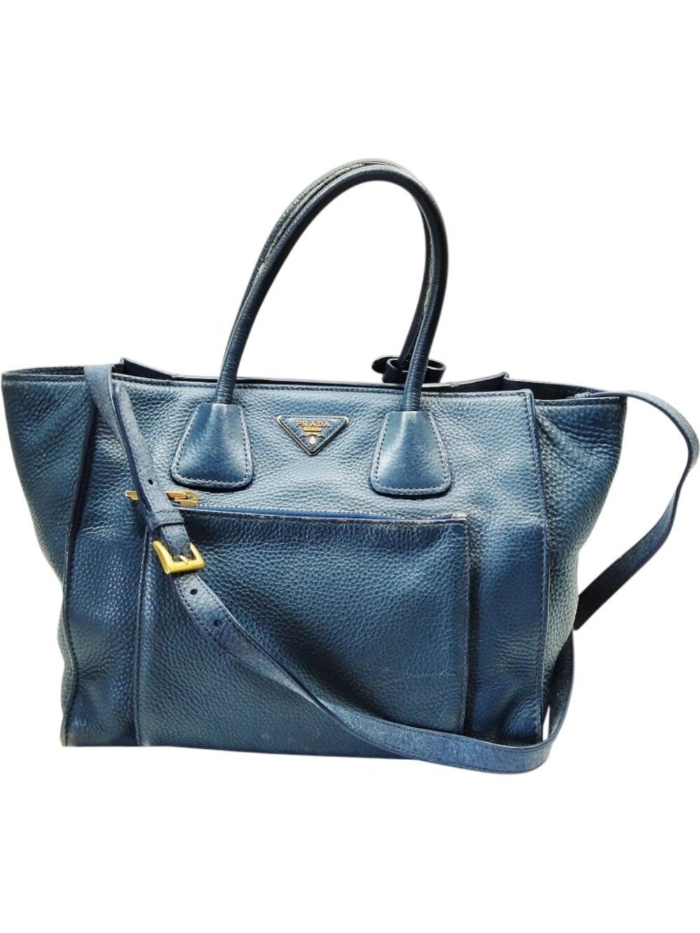 (S6) Prada Crossbody Bag Navy Blue Leather